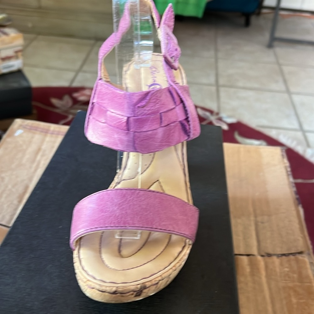 Born Crown Platform Cork and Leather Sandals in Violet Pink Sz 8 - Picture 8 of 14